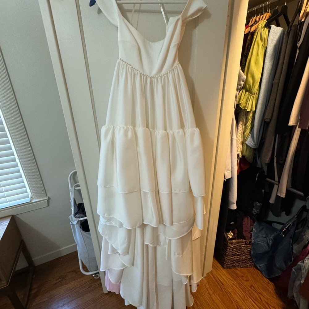 Elegant White Tiered Gown